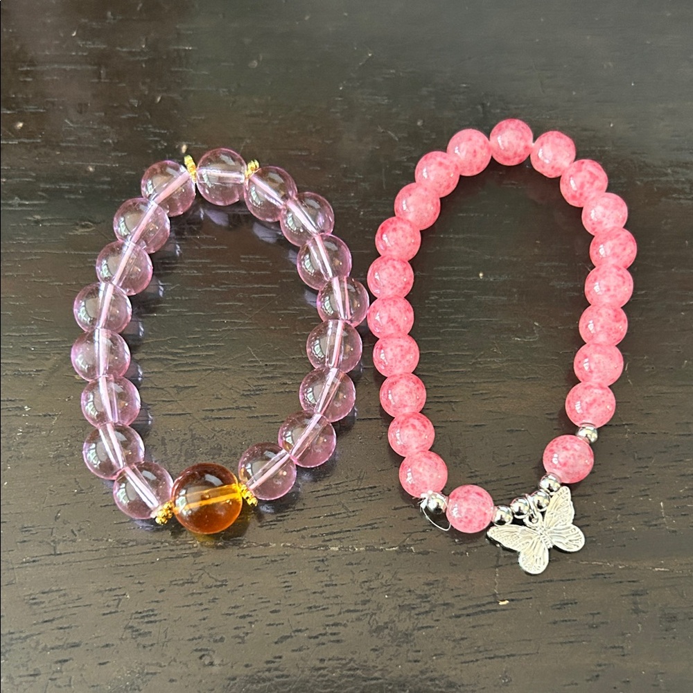 Pink and Purple Beaded Bracelets
